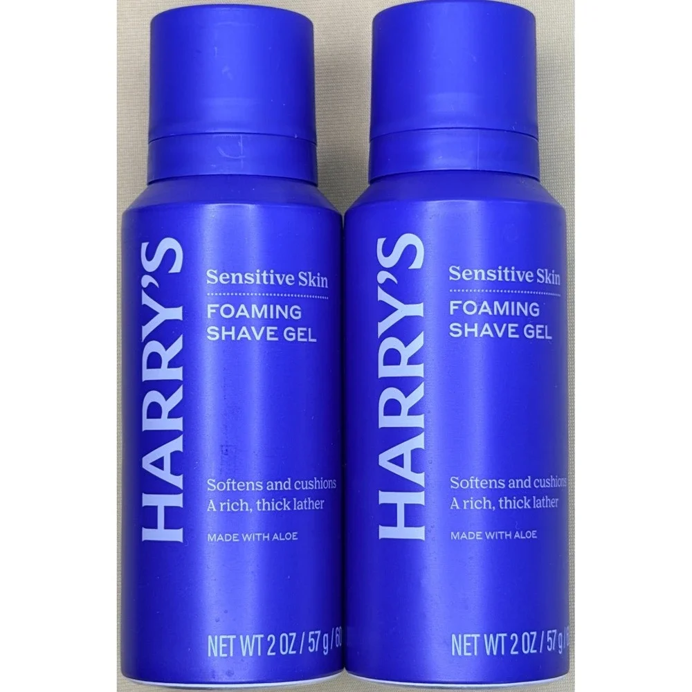 (Lot of 2) Harry's Foaming Shaving Gel w/ Aloe - 2 oz Travel Size TSA Approved